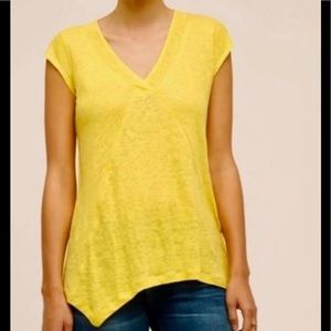 Anthropologie Meadow Rue Yellow Linen Top